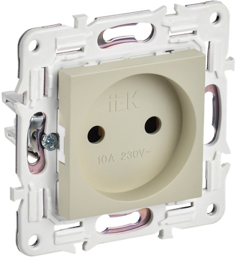 

Розетка без заземления IEK SK-R10-10-K10 SKANDY без защитных шторок 10А SK-R02B бежевая, SK-R10-10-K10