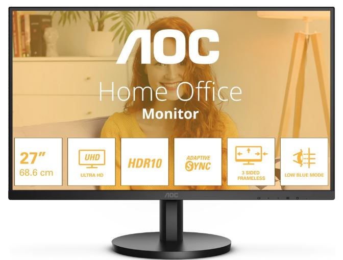 

Монитор AOC U27B3M 3840x2160 WLED, 16:9, VA, 300cd, 3500:1, 20M:1, 4ms, 178/178, DP, 2*HDMI, 60Hz, Tilt, VESA, black, U27B3M