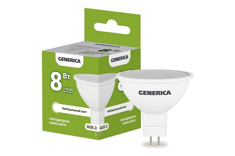 

Лампа светодиодная GENERICA LL-MR16-10-230-30-GU5-G MR16 10Вт софит 3000К GU5.3 230В, LL-MR16-10-230-30-GU5-G