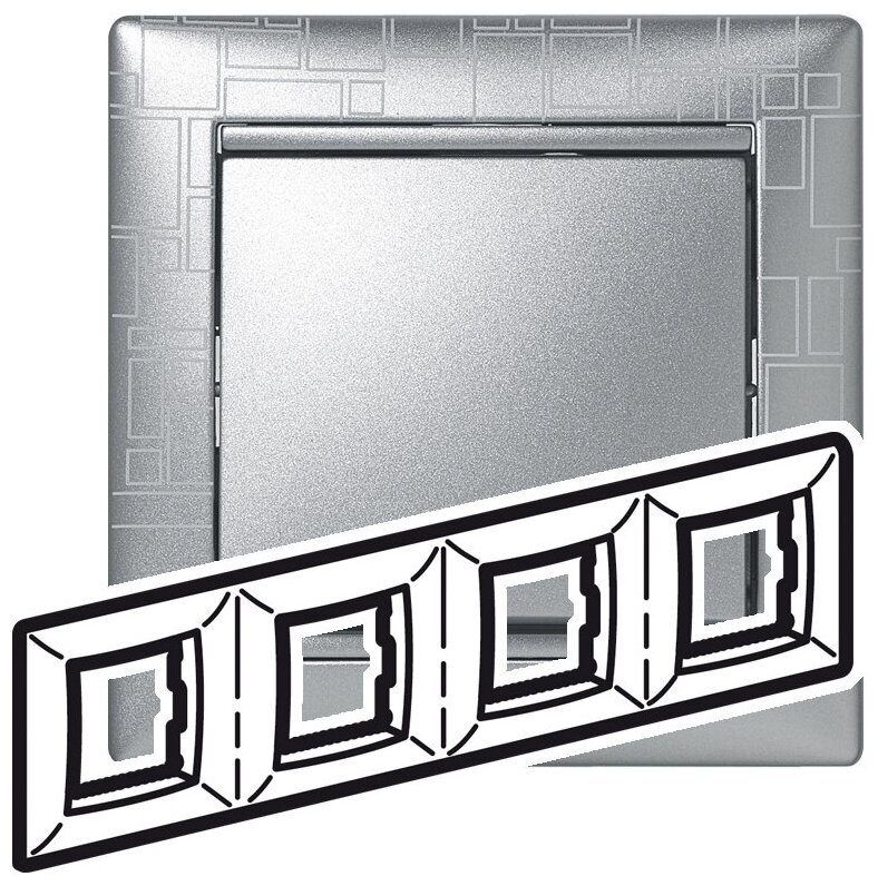 

Рамка Legrand 770344 Valena CLASSIC - 4 поста, алюминий модерн, 770344