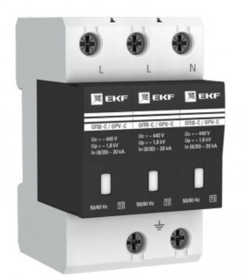 Изображение товара Ограничитель импульсных перенапряжений EKF opv-b3 400 В 30 кА защита сети
