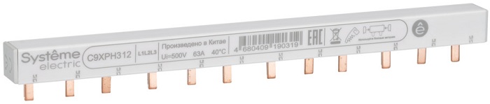 

Шина гребенчатая Systeme Electric C9XPH312 3P (L1L2L3) 18мм 12мод 63А, C9XPH312