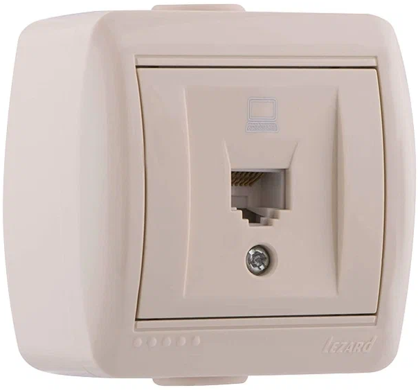 

Розетка Lezard 710-0300-139 Nata компьютерная 1-м ОП RJ45 16А IP20 крем., 710-0300-139