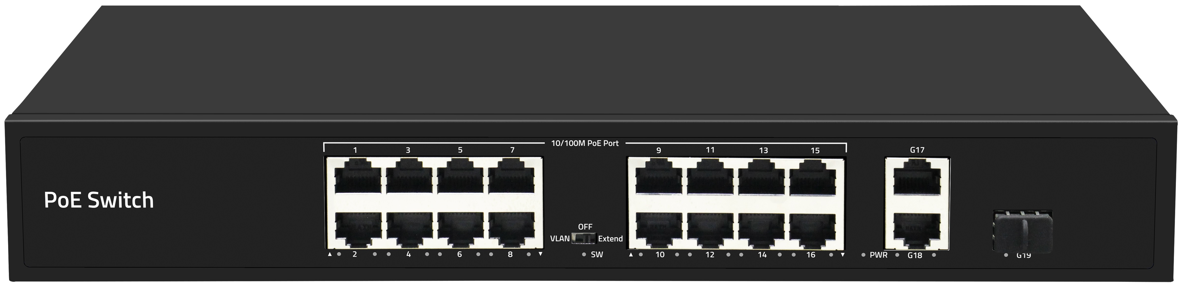 

Коммутатор Smartec ST-NS016MB-GDF неадминистрируемый, 16 RJ-45 POE портов (10/100 Мбит/с), 2 RJ-45 Uplink порта (1000 Мбит/с), 1 SFP Uplink порт (1000, ST-NS016MB-GDF