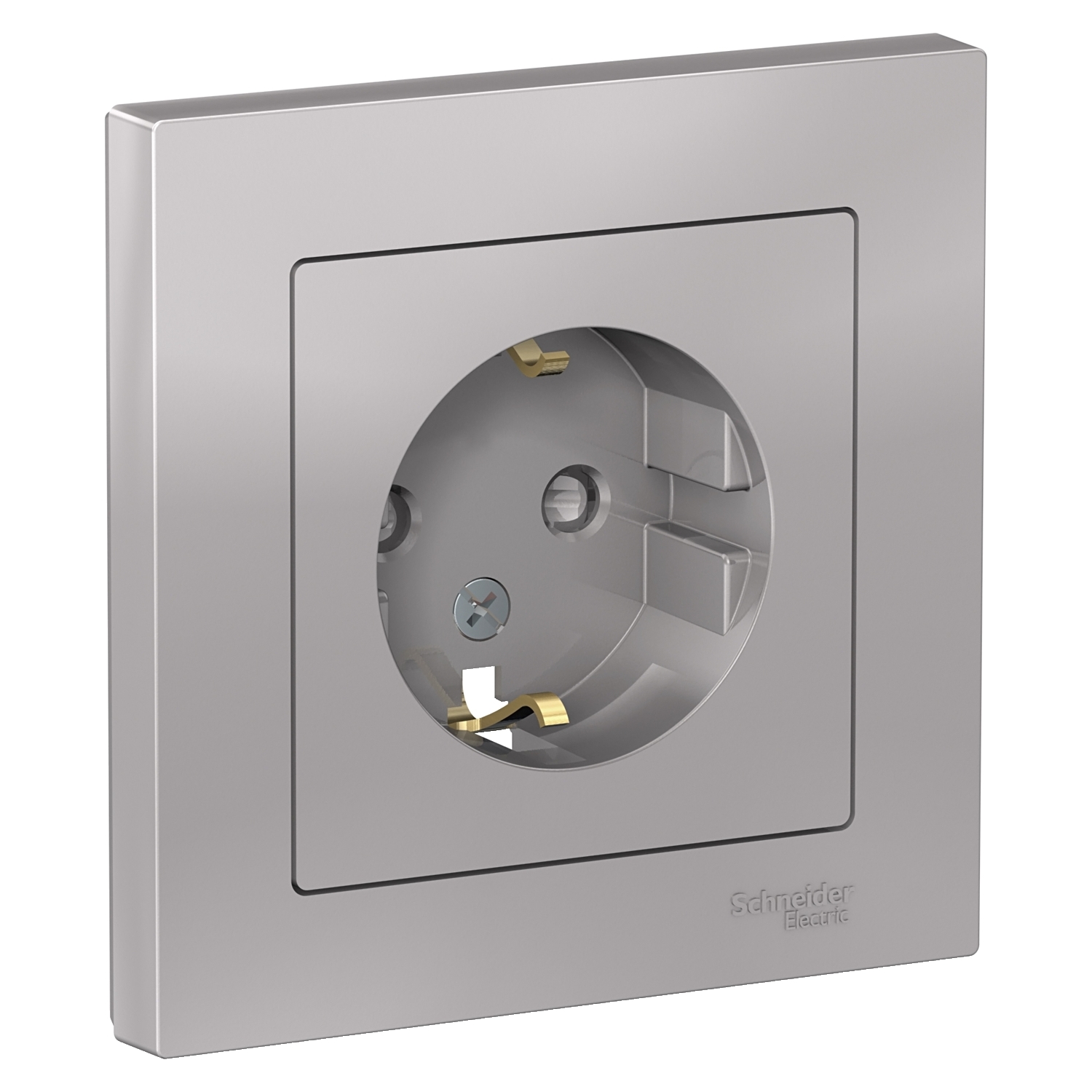 

Розетка Schneider Electric ATN000344 AtlasDesign, с заземлением, со шторками, 16А, в сборе, алюминий, ATN000344