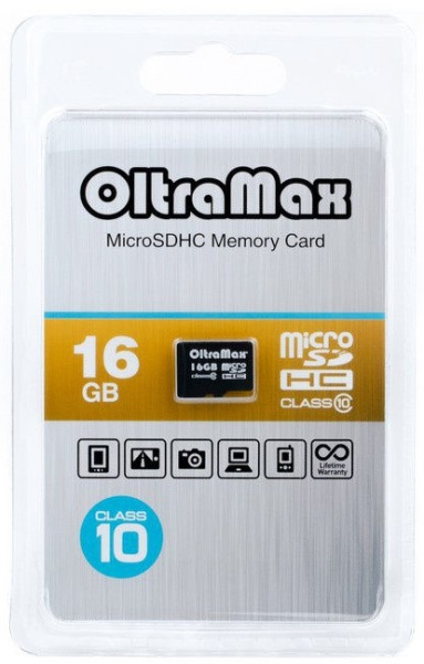 Изображение товара Карта памяти OltraMax OM0016GCSDHC10-W/A-AD Micro SDHC 16 ГБ