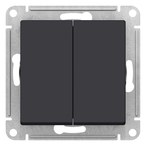 

Выключатель Schneider Electric ATN001051 AtlasDesign, 2-клавишный, сх.5, 10АХ, механизм, карбон, ATN001051