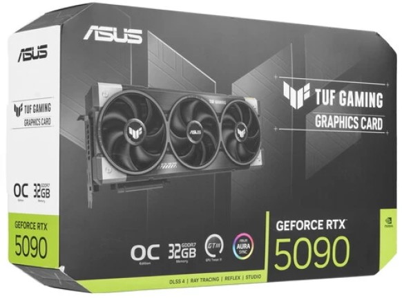 

Видеокарта PCI-E ASUS GeForce RTX 5090 TUF GAMING OC (TUF-RTX5090-O32G-GAMING) 32GB GDDR7 512bit 5nm 2580/28000MHz 2*HDMI 3*DP, GeForce RTX 5090 TUF GAMING OC (TUF-RTX5090-O32G-GAMING)