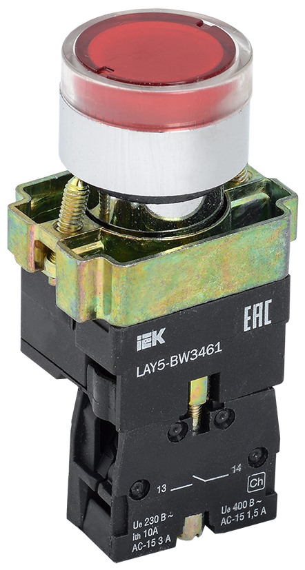 

Кнопка управления IEK BBT50-BW-K04 LAY5-BW3461 с подсветкой красный 1NO, BBT50-BW-K04