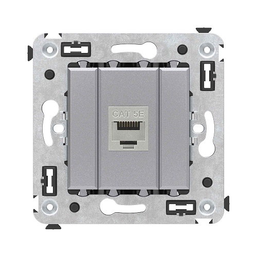 

Розетка компьютерная DKC 4404763 RJ-45 без шторки в стену, кат.5e одинарная экранированная, "Закаленная сталь", "Avanti", 4404763