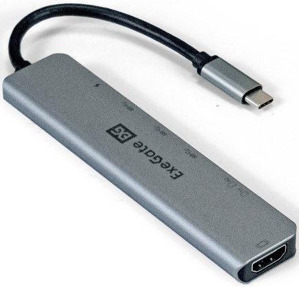 

Док-станция Exegate EX293983RUS 7-в-1 (кабель-адаптер USB Type-C --> 2xUSB3.0 + Card Reader + PD 100W + HDMI 4K@60Hz, Plug&Play, серый), EX293983RUS