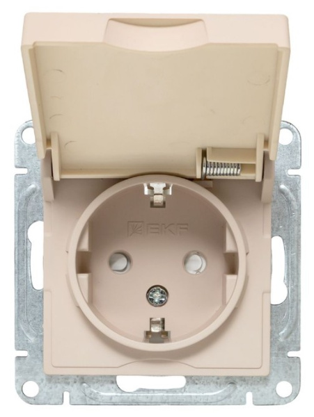 фото Розетка с заземлением с крышкой EKF UP1-SOI-111-44