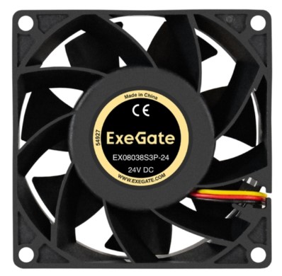 

Вентилятор для корпуса Exegate EX08038S3P-24 EX297085RUS 80x80x38 mm, 4500rpm, 66.8CFM, 43,2dBa, 3-pin, EX08038S3P-24