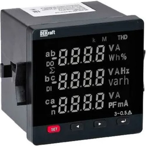 

Вольтметр DEKraft 50362DEK цифровой 72x72мм трехфазный, вход 600В, LED-дисплей ВМ-72D, 50362DEK