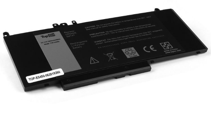 

Аккумулятор для ноутбука Dell TopOn TOP-E5450 Latitude E5450, E5550, 14 5000, 15 5000 Series. 7.4V 5200mAh 38Wh. PN: 0R9XM9, 6MT4T, G5M10, 8V5GX, 08V5, TOP-E5450