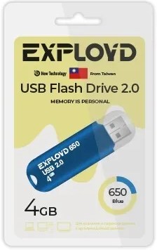 

Накопитель USB 2.0 4GB Exployd EX-4GB-650-Blue 650 синий, EX-4GB-650-Blue