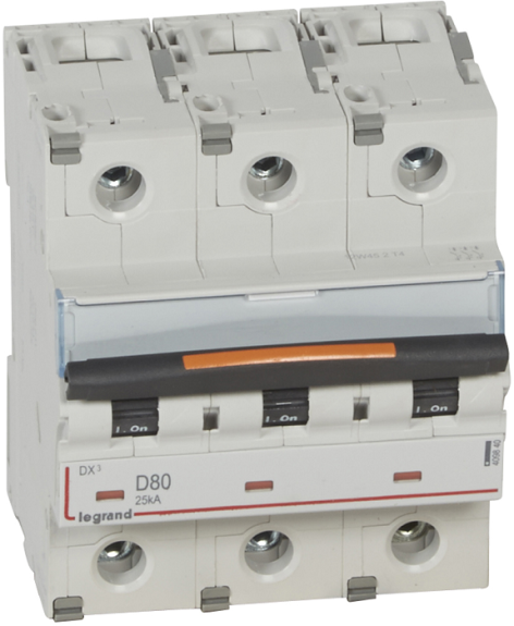 Изображение товара Автоматический выключатель Legrand 409840 серии DX³ номинал 80 А IP20