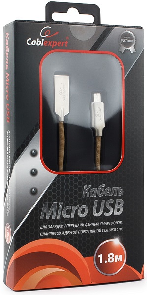 

Кабель интерфейсный USB 2.0 Cablexpert CC-P-mUSB02Gd-1.8M AM/microB, серия Platinum, длина 1.8м, золотой, блистер, CC-P-mUSB02Gd-1.8M