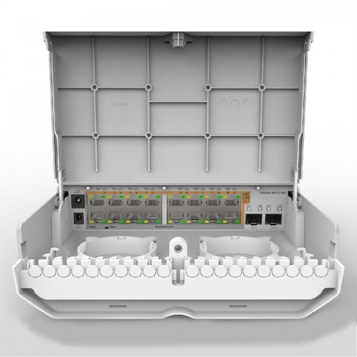 

Коммутатор Mikrotik CRS318-16P-2S+OUT with 800MHz CPU, 256MB RAM, 16x Gigabit LAN with PoE-out, 2xSFP+ cages, RouterOS L5 or SwitchOS (dual boot), out, CRS318-16P-2S+OUT