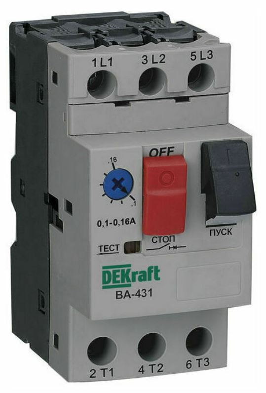 

Автоматический выключатель DEKraft 21234DEK защ. двиг. 3P 24,0-32,0A 10кА ВА-431, 21234DEK