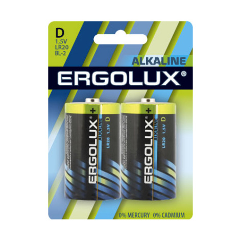 Изображение товара Батарейки ERGOLUX LR20 BL-2 комплект 2 шт длительный срок службы