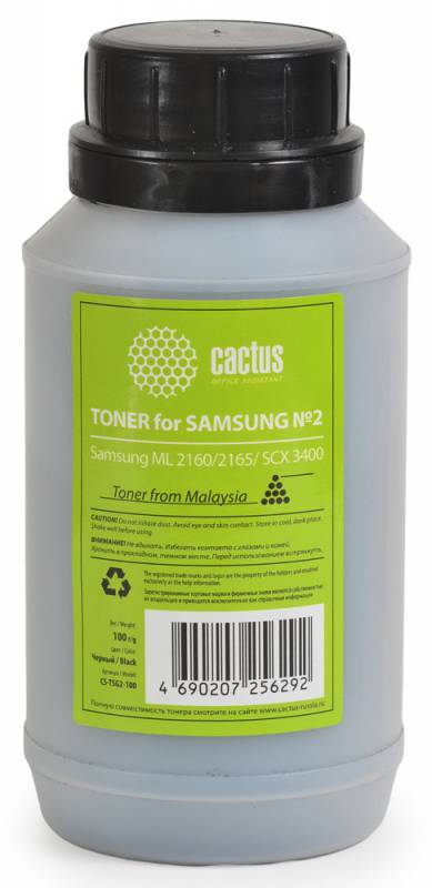 

Тонер для заправки Cactus CS-TSG2-100 чёрный (флакон 100гр) Samsung ML 2160/2165/ SCX 3400, CS-TSG2-100