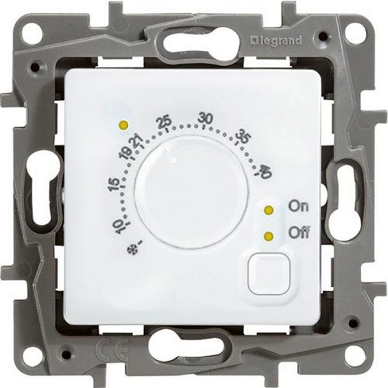 

Термостат Legrand 672230 Etika - с внешним датчиком для тёплых полов, белый, 672230
