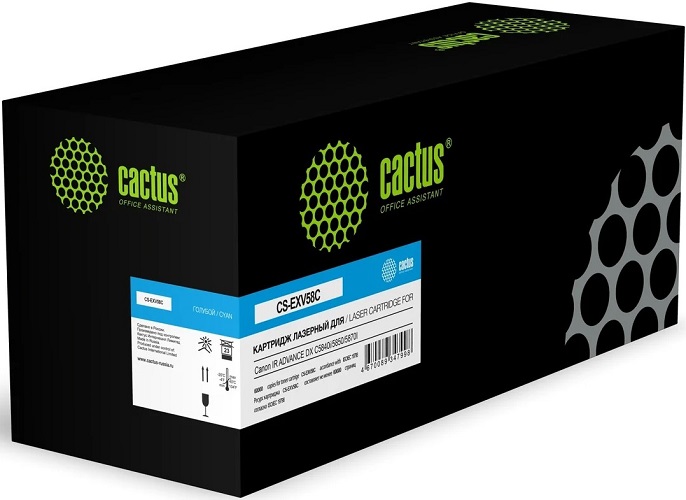 

Картридж лазерный Cactus CS-EXV58C голубой (60000стр.) для Canon IR ADVANCE DX C5840i/5850/5870I, CS-EXV58C