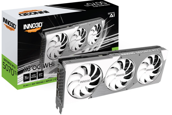 фото Видеокарта Inno3D GeForce RTX 5070 TI X3 OC WHITE (N507T3-16D7X-176068W) в Казани