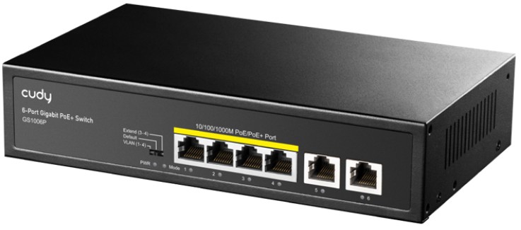 

Коммутатор неуправляемый Cudy GS1006P (L2) 6x1Гбит/с 4PoE 65W, GS1006P