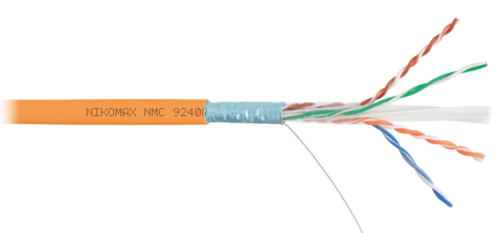 

Кабель витая пара F/UTP 6 кат. 4 пары NIKOMAX NMC 9240C-OR 23AWG(0.57 мм), медь, одножильный (solid), внутренний, полимерный материал, нг(A)-HF, оранж, NMC 9240C-OR