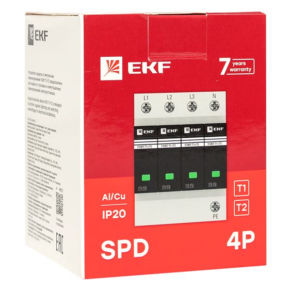

УЗИП EKF OV12-31-506 УЗИП Т1+Т2; Iimp-12,5kA; In-20kA; Uc-275В; 3+1, OV12-31-506