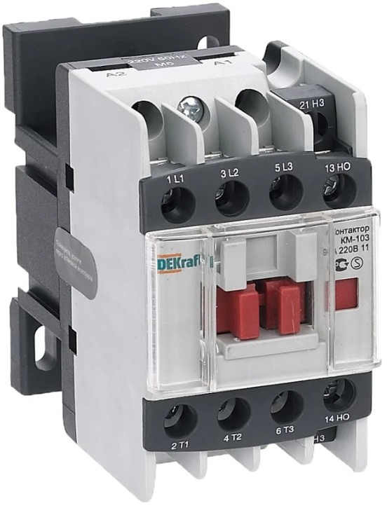 

Контактор DEKraft 22116DEK 25А 36В АС3 1НО+1НЗ КМ-103, 22116DEK
