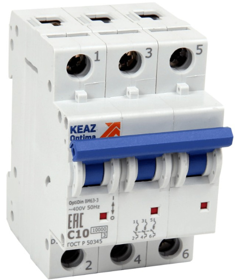 Изображение товара Автоматический выключатель КЭАЗ 249207 3 полюса 32 А 10 кА IP20 Модульный