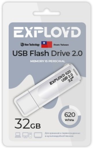 

Накопитель USB 2.0 32GB Exployd EX-32GB-620-White 620, белый, EX-32GB-620-White
