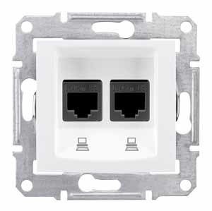 

Розетка Schneider Electric SDN4400121 Sedna компьютерная RJ45х2 категория 5e, в рамку, UTP (белая), SDN4400121
