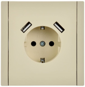 фото Розетка с заземлением с 2 USB IEK FP-R14-16-U21-D31-K10