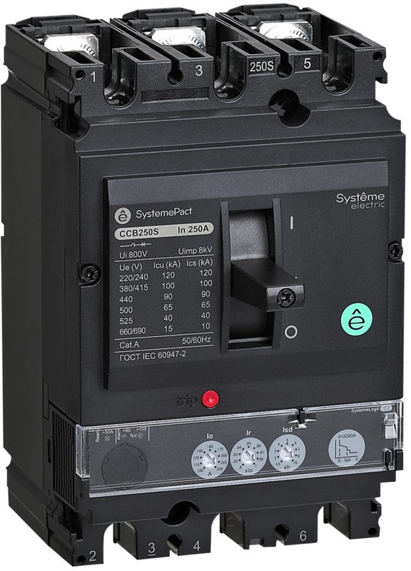 

Автоматический выключатель в литом корпусе Systeme Electric SPC250F25022L3DF SYSTEMEPACT CCB250 36KA 3P3D S2.2 250A рычаг, SPC250F25022L3DF