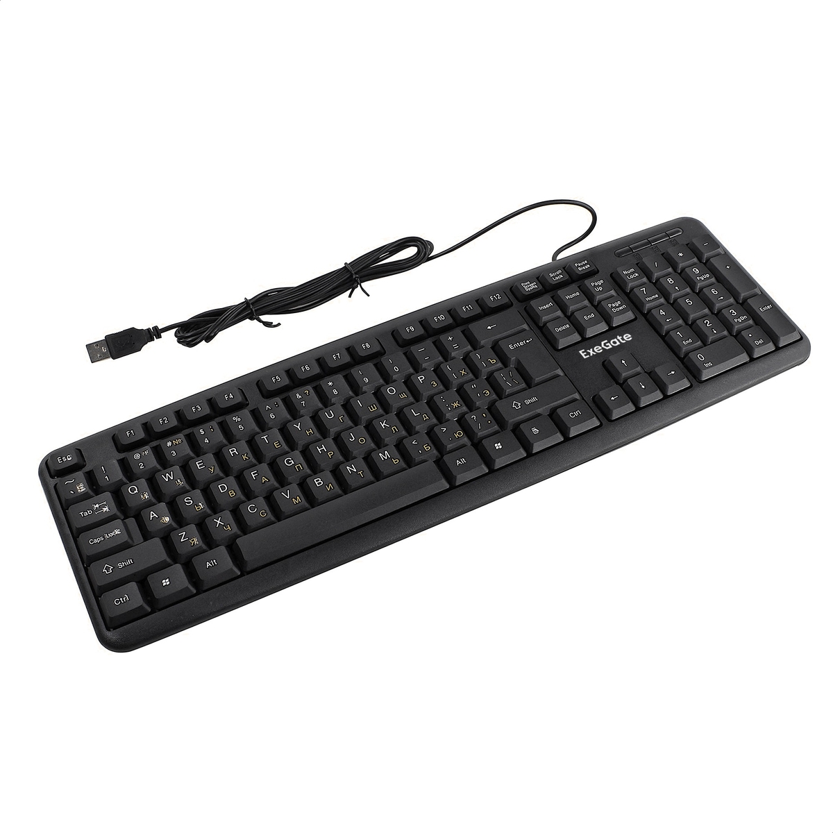 

Клавиатура Exegate LY-331L2 EX279939RUS (USB, полноразмерная, влагозащищенная, 104кл., Enter большой, длина кабеля 2,2м, черная, RTL), LY-331L2
