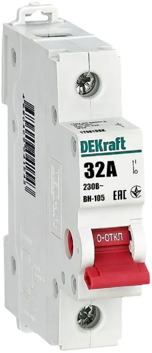 

Выключатель-разъединитель DEKraft 17081DEK 1Р 32А ВН-105, 17081DEK
