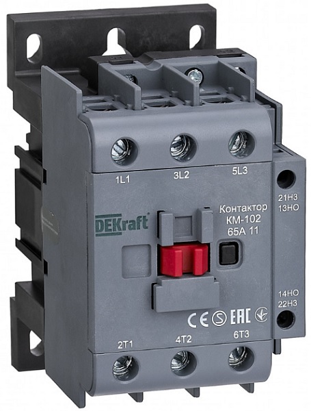 

Контактор DEKraft 22024DEK 65А 400В АС3 АС4 1НО+1НЗ КМ-102, 22024DEK