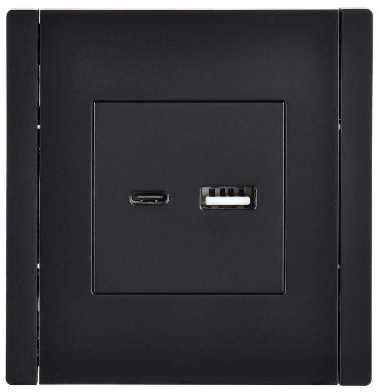 

Розетка USB IEK FP-U22-D31-K02 FORTE&PIANO тип A+тип C 3,1А FP150 черный, FP-U22-D31-K02