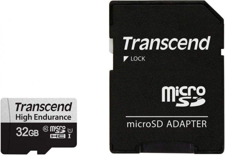 

Карта памяти 32GB Transcend TS32GUSD350V microSDHC w/ adapter U1, High Endurance R95/W40 MB/s, TS32GUSD350V