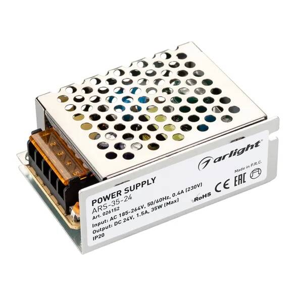 

Блок питания Arlight ARS-35-24 026152 24V, 1.5A, 35W, IP20, сетка, ARS-35-24