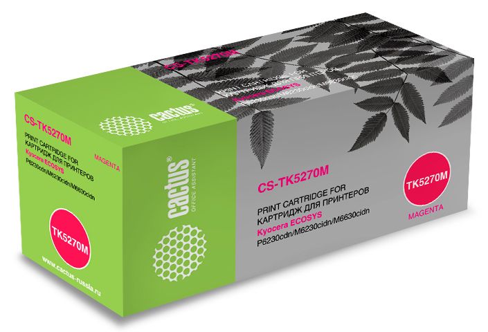 

Картридж пурпурный Cactus CS-TK5270M для Kyocera Ecosys P6230cdn/M6230cidn/M6630cid 6000стр., CS-TK5270M
