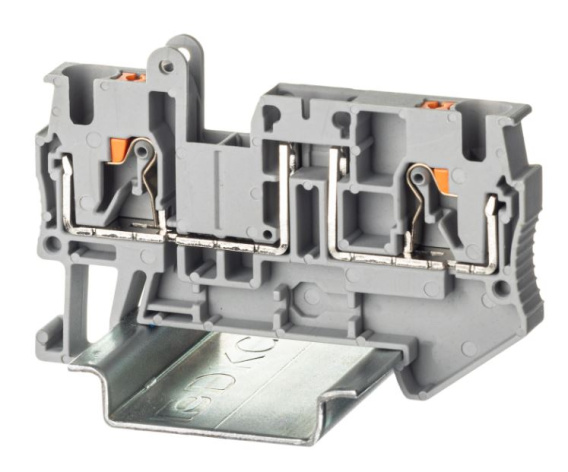 Изображение товара Клемма DKC VPR-4-TG с размыкателем и Push-in зажимом для монтажа на DIN-рейку