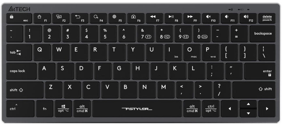 

Клавиатура Wireless A4Tech Fstyler FBX51C серый BT/Radio slim Multimedia (1624624), Fstyler FBX51C