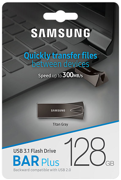 

Накопитель USB 3.1 128GB Samsung MUF-128BE4/APC BAR plus серый, MUF-128BE4/APC
