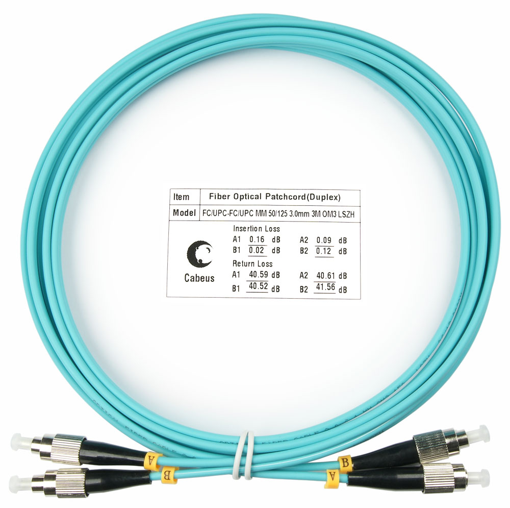

Кабель патч-корд волоконно-оптический Cabeus FOP-50-FC-FC-3m duplex FC-FC 50/125 mm OM3 3м LSZH, FOP-50-FC-FC-3m