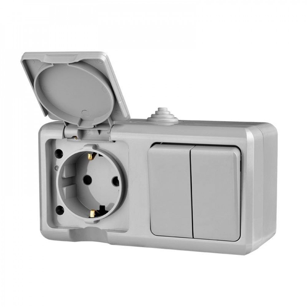 

Блок TOKOV ELECTRIC TKL-DT-V2RZ-C06-IP54 ОП Dita (розетка 16А 250В с заземл. 2-кл. выкл. 10А) IP54 сер, TKL-DT-V2RZ-C06-IP54